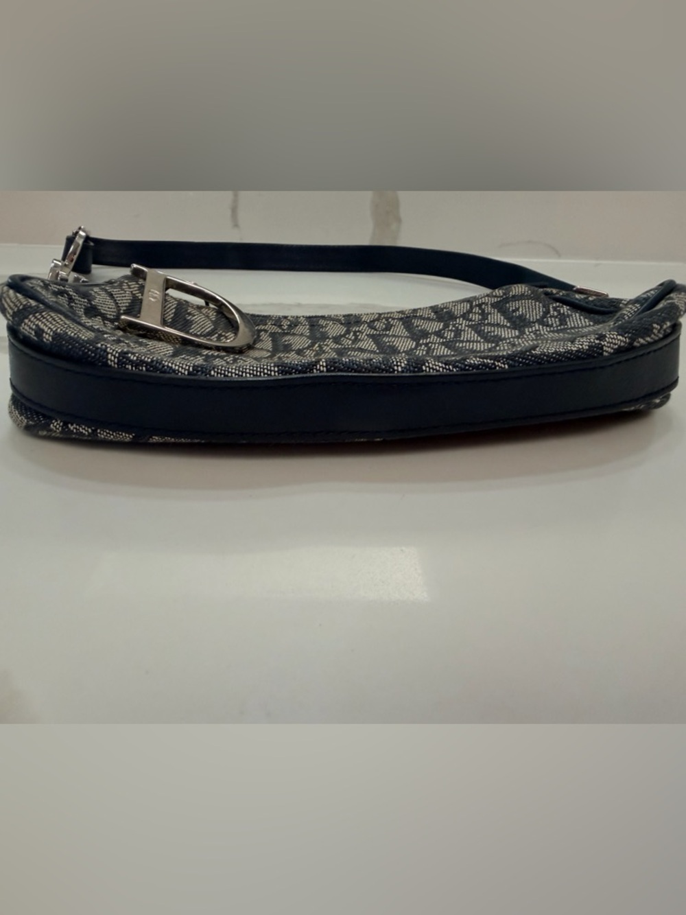 Christian Dior Diorissimo Monogram Shoulder Bag w/ D Charm | Authentic|Navy - Picture 3 of 7